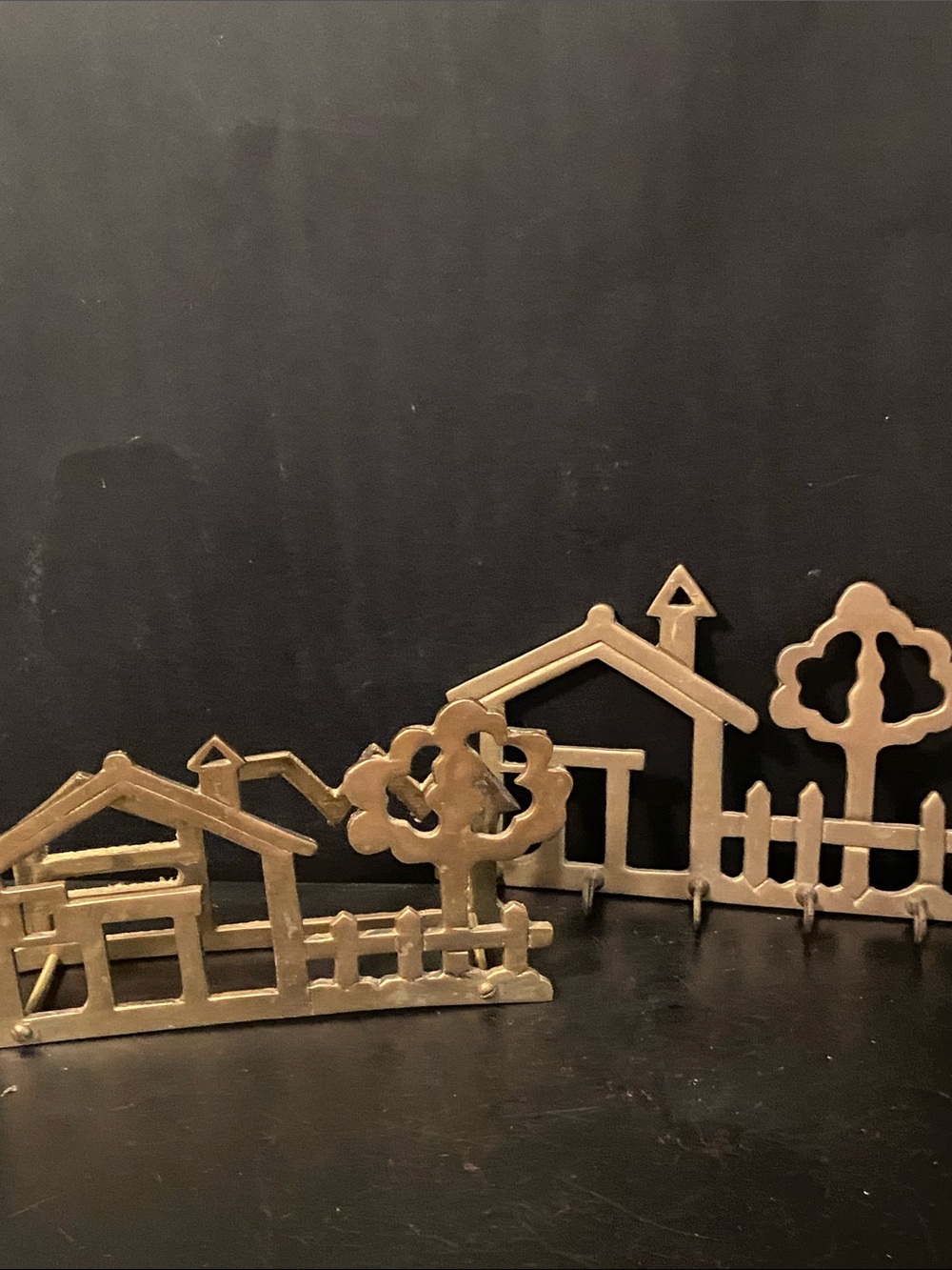 Set of 2 VYG Brass Farmhouse Wall Hook Rack & Letter Holders